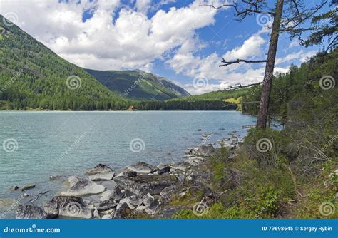 Rocky Shore Kucherla Lake Altai Mountains Russia Stock Image Image