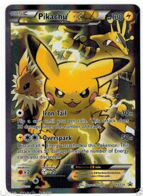 Pikachu is a electric type pokemon. Pokemon TCG Pikachu EX Xy124 - Full Art Holo Card Black Star Promo Ultra RARE | eBay