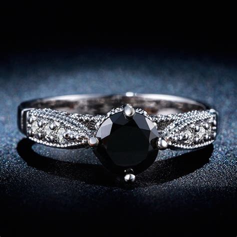 Fashion Ring Ring Jewelry Black Gem Inlaid Aaa Zircon Cz Cz Engagement