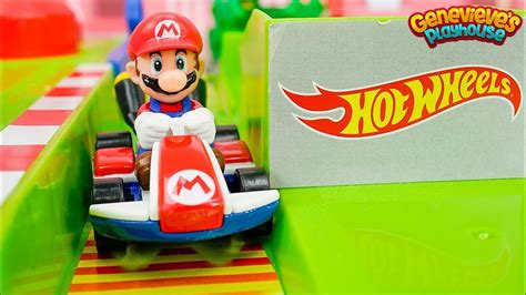 Mario Kart Hotwheels Race Car Toy Learning Video For Kids Youtube