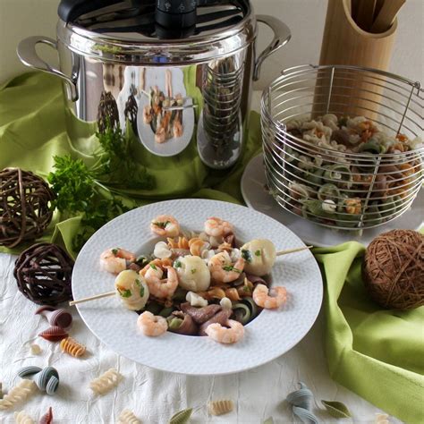 Brochettes de Saint-Jacques et crevettes poêlées
