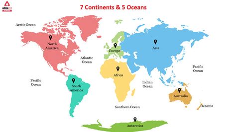 7 Continents And 5 Ocean Name List In Order Of The World