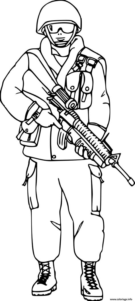 Coloriage Soldat Militaire Avec Lunette Dessin Militaire à Imprimer