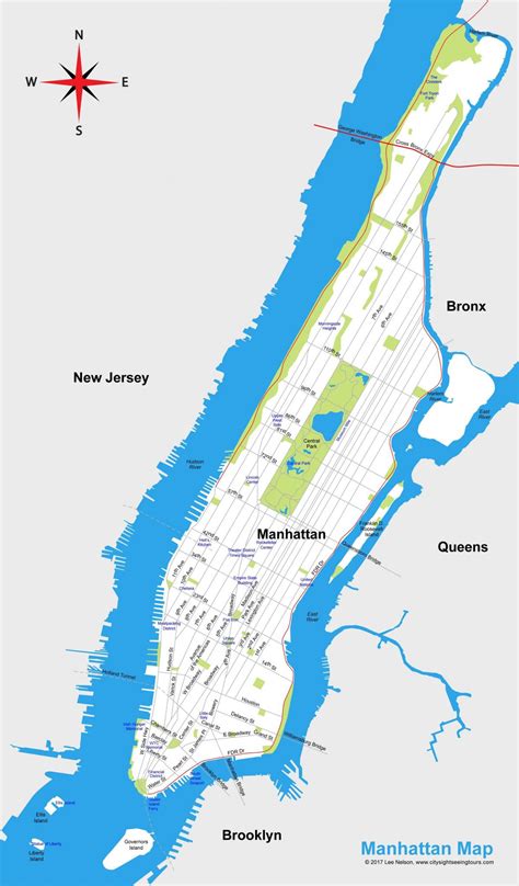 Manhattan Stadtplan Von Manhattan City Map Printable New York Usa