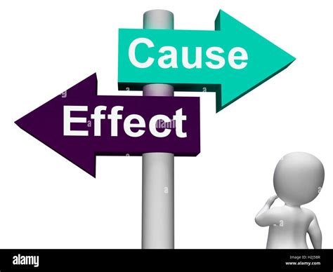 Cause Effect Signpost Means Consequence Action Or Reaction Stock Photo