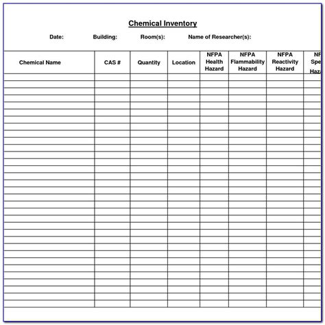 Chemical Inventory Database Template Excel