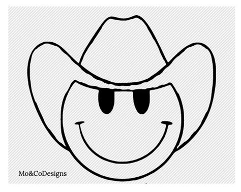 Western Cowboy Smiley Face Svg With Hat For Cricut Or Other Smart