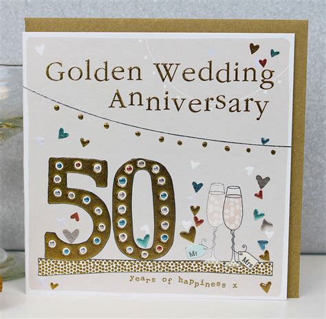 50th Golden Wedding Anniversary Card By Molly Mae