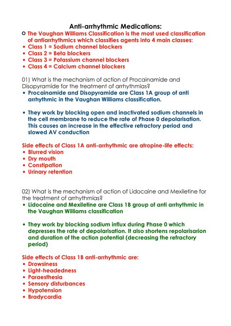 Anti Arrhymic Medications Anti Arrhythmic Medications The Vaughan