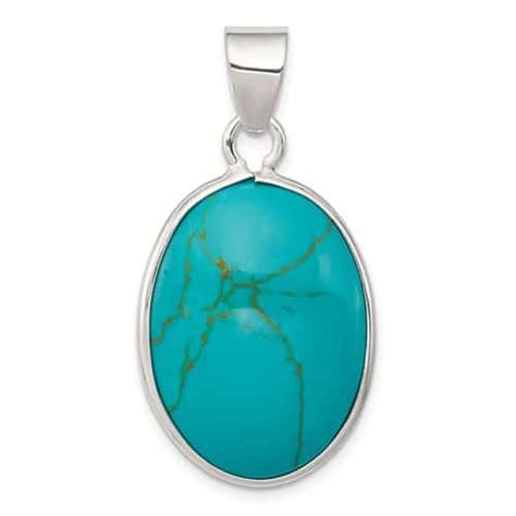 Sterling Silver Oval Turquoise Pendant Beryl Jewelers