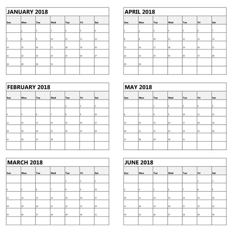 Blank Calendar 6 Months Calendar Template Printable