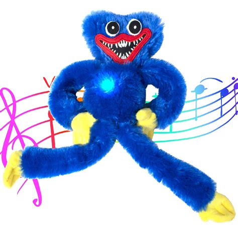 buy huggy wuggy glowing and singing poppy playtime plush toy 15 7in blue horror funny soft
