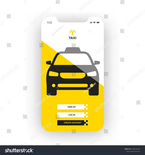 Yellow Taxi Booking Mobile App Smartphone Stock Vector Royalty Free