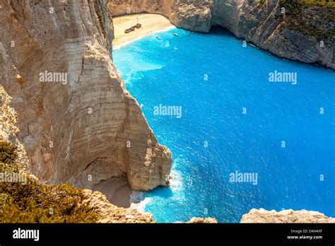 Amazing Beach Navagio In Zakynthos Greece Stock Photo Alamy