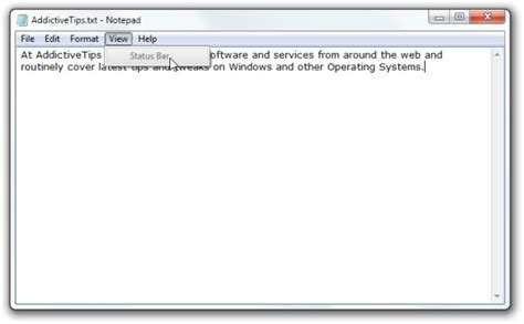 How To Enable Notepad Status Bar In Windows 7