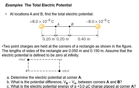Solved Examples The Total Electric Potential At Locations