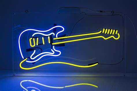 Guitar Blue And Yellow Neon Large Kemp London Bespoke Neon Signs