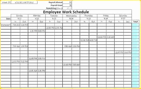 7 Day Work Schedule Template Elegant Employee Work Schedule Template
