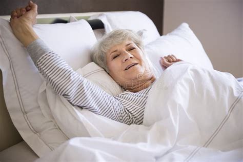 senior woman in bed stock image image of comfortable 56598301