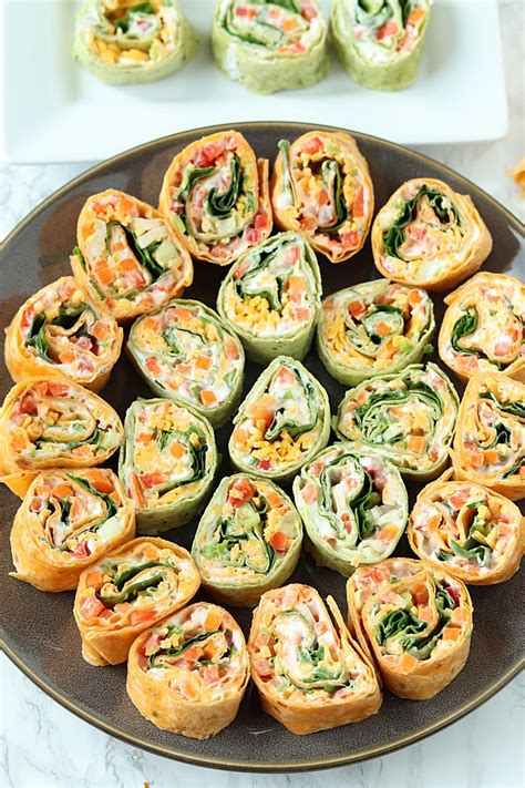 Veggie Pinwheels Party Appetizer With Ranch Cream Cheese Spread
