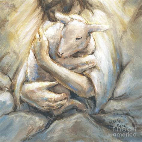 Jesus Christ As Shepherd Embracing Lamb In Rocks Painting By Melani Pyke Pixels