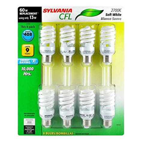 Sylvania 13w Cfl T2 Spiral Light Bulb 60w Equivalent 850 Lumens