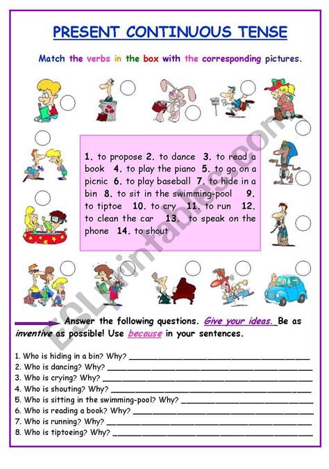Present Continuous Tense Esl Worksheet By Stassy