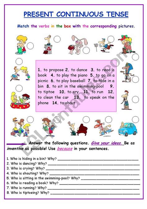 PRESENT CONTINUOUS TENSE ESL Worksheet By Stassy