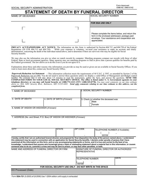 Form Ssa 721 Fill Out Sign Online And Download Fillable Pdf