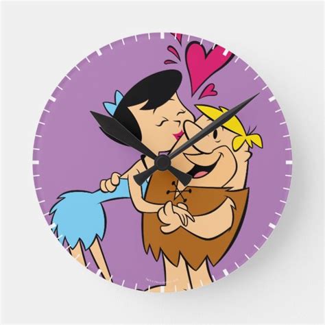The Flintstones Betty Kissing Barney Round Clock