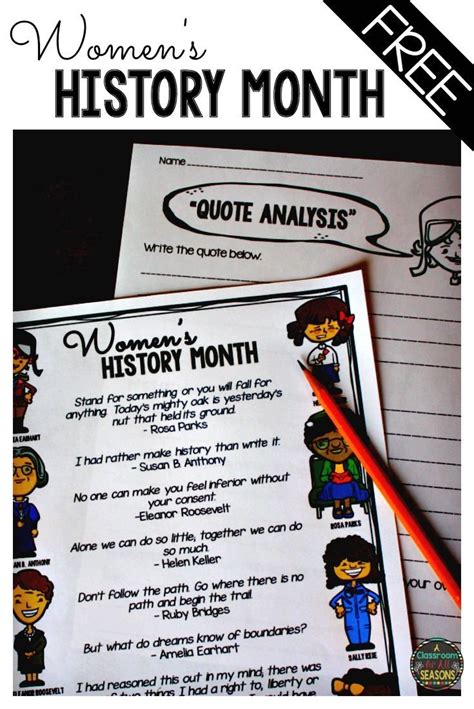 Free Womens History Month Activities Includes Quotes By 8 Important