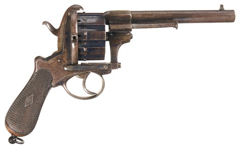 Unique European Double Action Pinfire 10 Shot Revolver