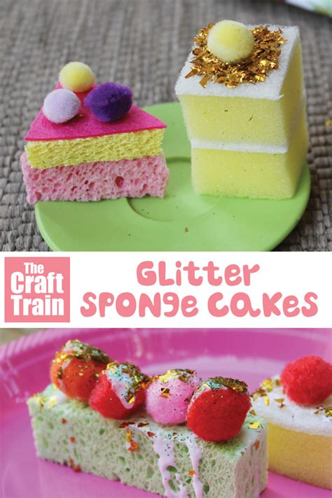 To help your sponge rise sift the flour a couple of times so that it's nicely aerated when you add it. Easy Glitter Sponge Cakes for Pretend Play | The Craft Train