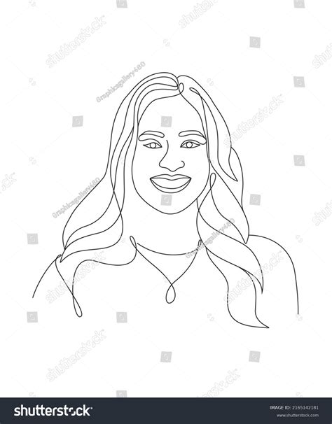Happy Girl Line Drawing Scratch Face Stock Vector Royalty Free
