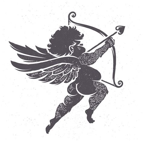 Cupid Silhouette With Tattoos 338036 Vector Art At Vecteezy