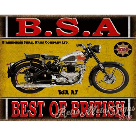 Bsa A7 Motorcycle Vintage Metal Tin Sign Poster Wall Plaque