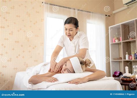 Woman Relaxes In The Spa Body Massage Treatment Stock Photo Image Of