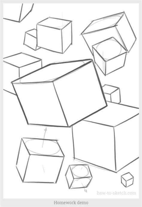 How To Draw A Cube From Different Angles Linear Perspective Basics