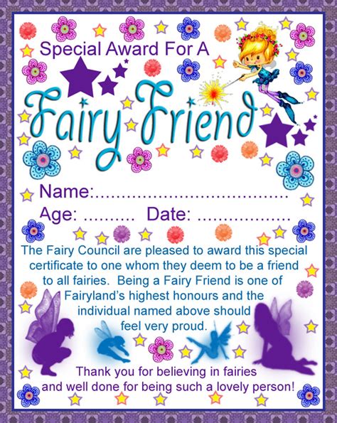 fairy friend certificate rooftop post printables