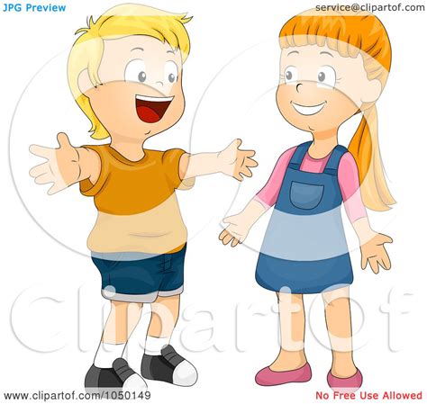 Royalty Free Rf Clip Art Illustration Of A Boy Greeting A Girl With A