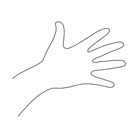 Palm With Open Fingersspread Fingershandoutline Drawing By Hand