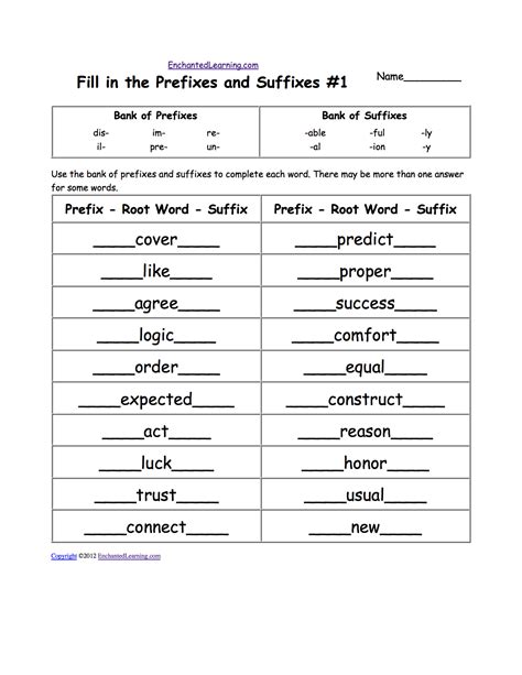 Prefix And Suffix Worksheets For Grade 3 Pdf