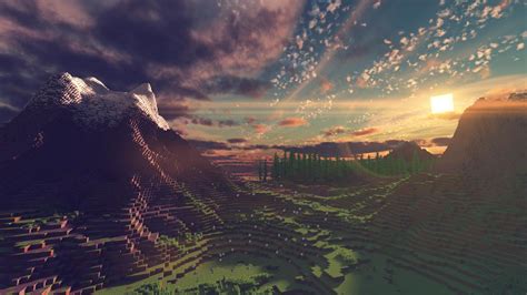 fond d écran minecraft shader ciel la nature paysage naturel nuage lumière WallpaperUse