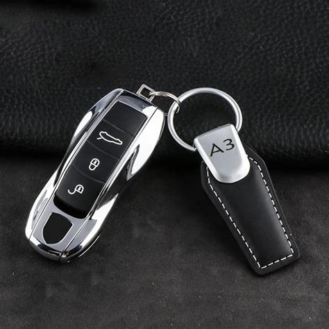 Fashoin Metal Leather Car Keychain Keyring Key Fobs Key Chain For Audi