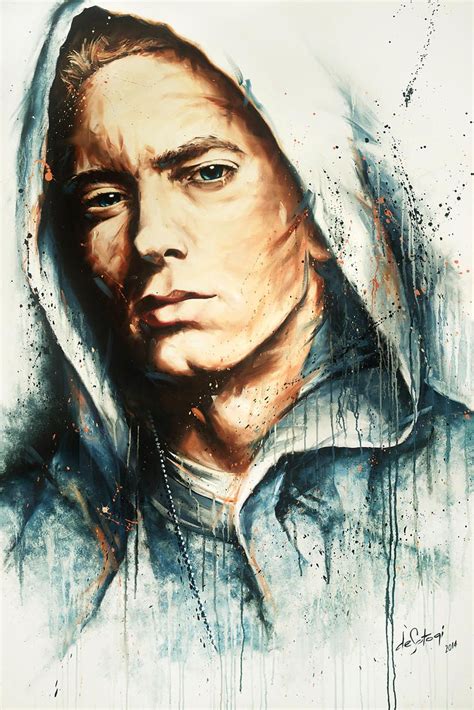 Oil On Canvas Painting By Desotogi Of Eminem Entitled One Shot
