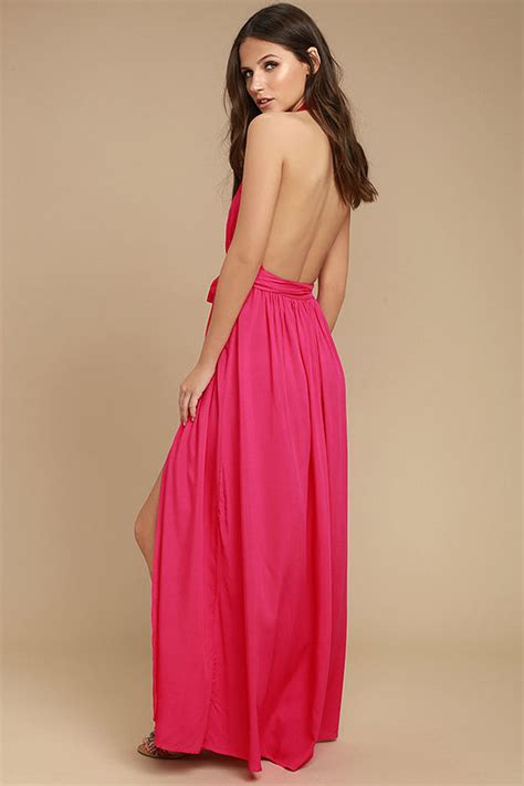 magical movement hot pink wrap maxi dress maxi dress maxi wrap dress hot pink dresses