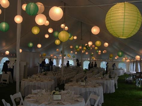 Multi Colored Paper Lanterns In A White Pole Tent Tent And Party