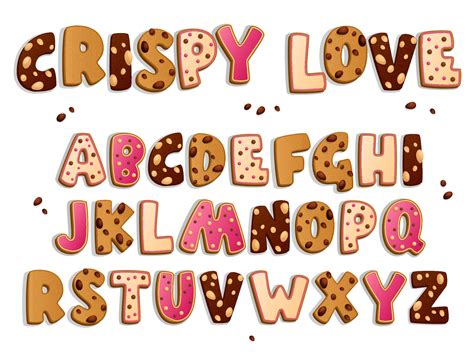 Random Cookies Alphabet Set Of Lettering Cookies Style Design Dark