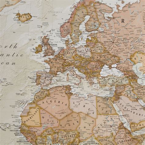 Huge Antique World Map Laminated