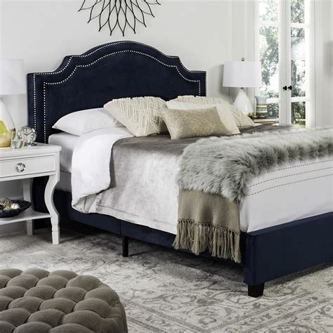 Safavieh Theron Modern Elegant Upholstered Bed Frame With Nail Heads